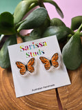 Orange Butterfly Studs