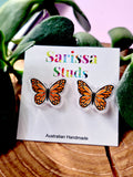 Orange Butterfly Studs