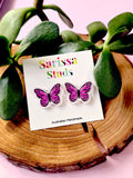 Pink Butterfly Studs