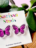 Pink Butterfly Studs