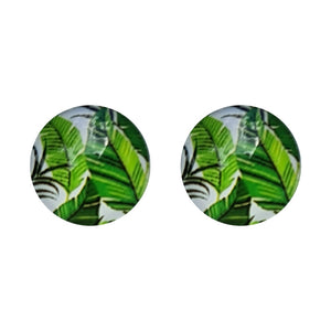 Green Leaf Glass Studs