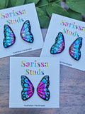 Butterfly Studs~ Blue Pink SPARKLE