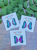 Butterfly Studs~ Blue Pink SPARKLE