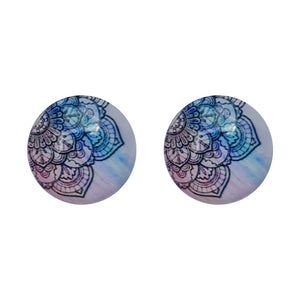 Brushed Mandala Glass Studs