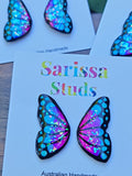 Butterfly Studs~ Blue Pink SPARKLE