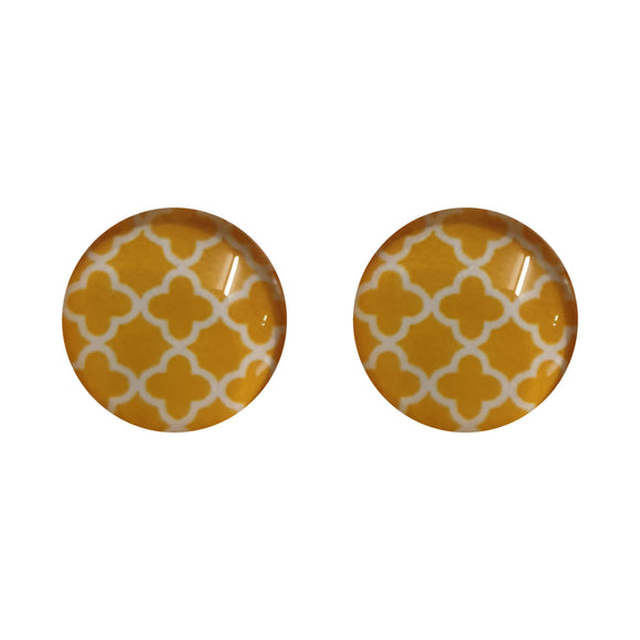 Glass Yellow Quatrefoil Studs